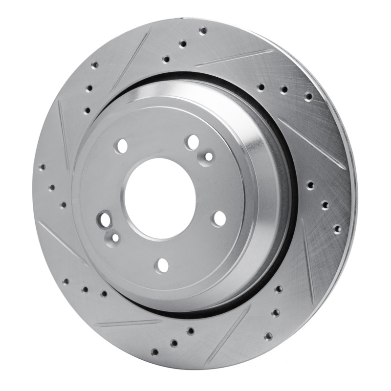 Hyundai Equus Brake Rotor (1) - Rear Left - R1 Concepts - Drilled & Slotted - Silver - `11-`17